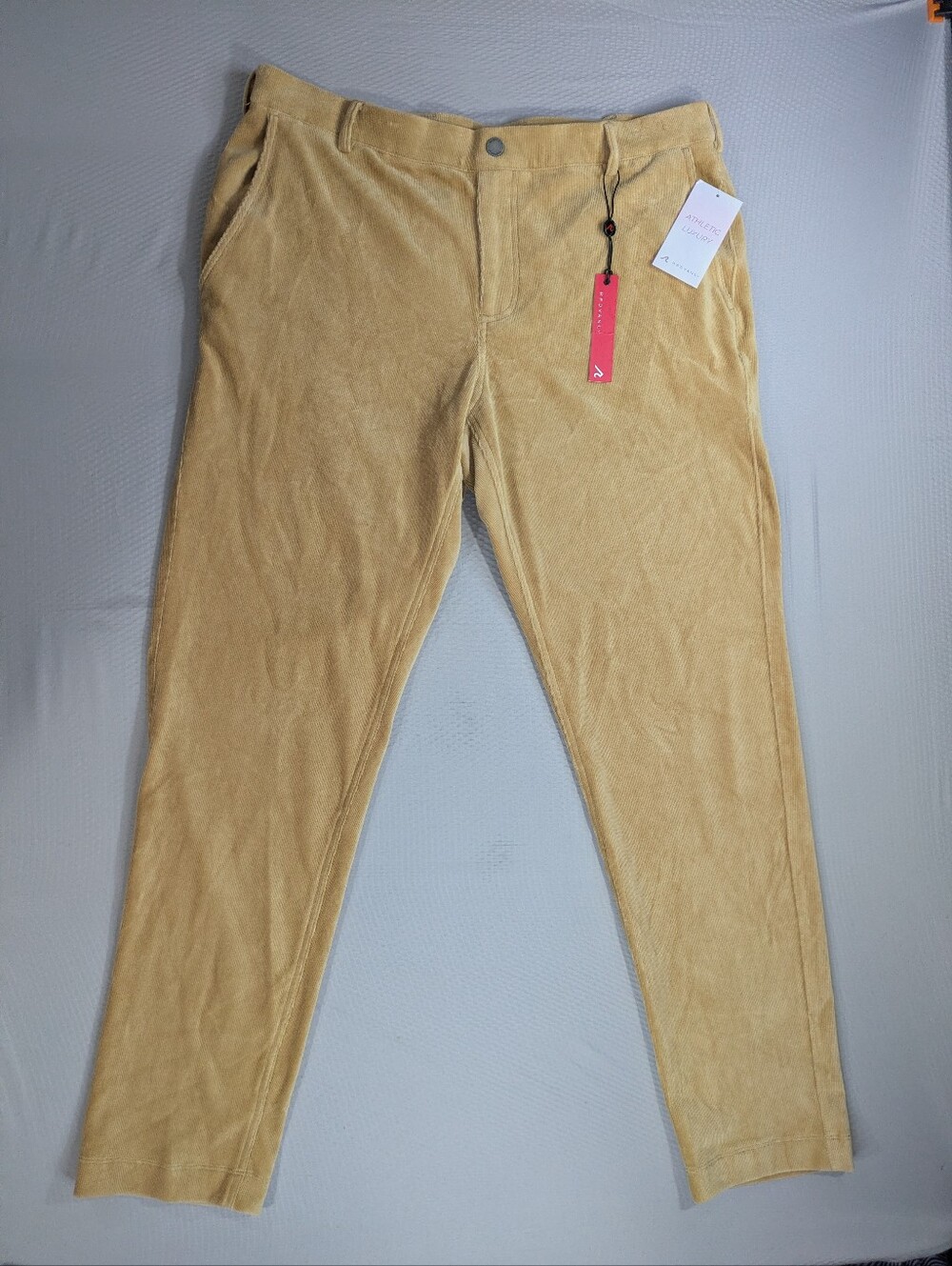 NWT REDVANLY Collins Corduroy Trousers Sand Performance Golf Pants Mens XL 36x32
